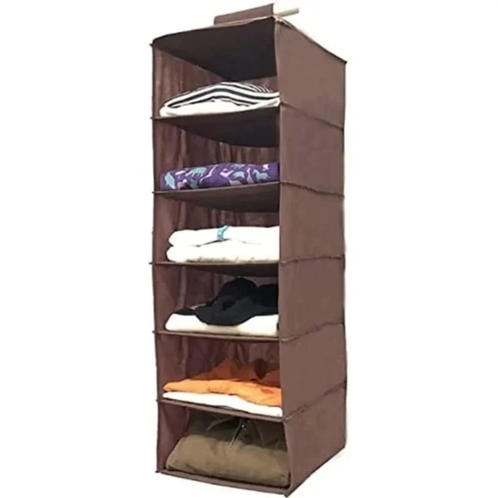 BOOMIBOO Hanging Closet Organize and Shelves，6-Hanging Shelf,‎ Storage Foldable